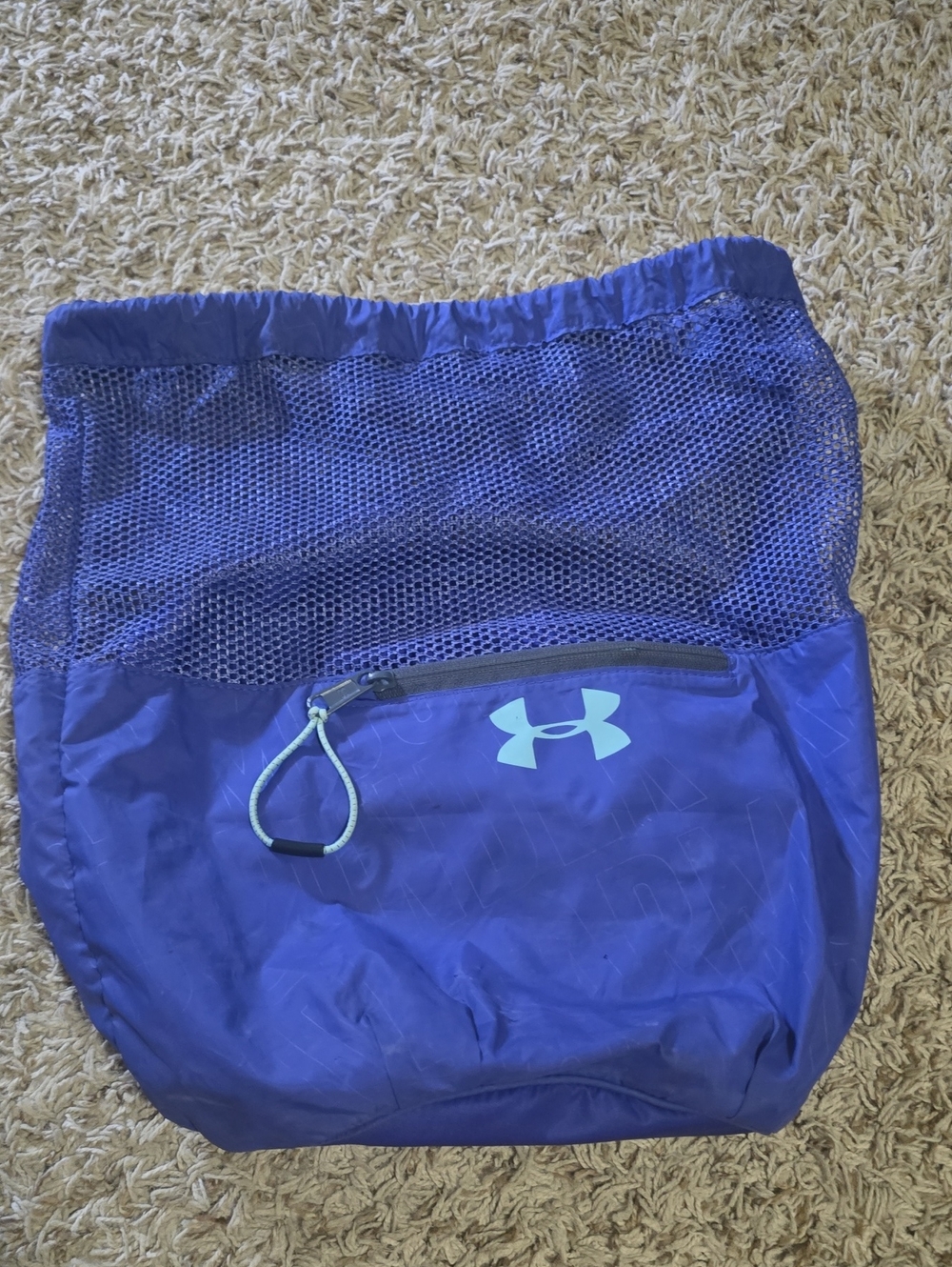 Under Armour Men's Purple Athletic Shorts with Light Blue Logo